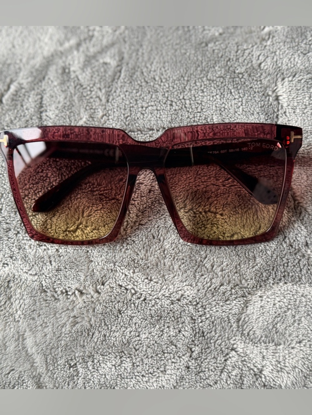 Tom Ford FT0764 69T Sabrina Square Sunglasses with Gradient Lens - Picture 4 of 10